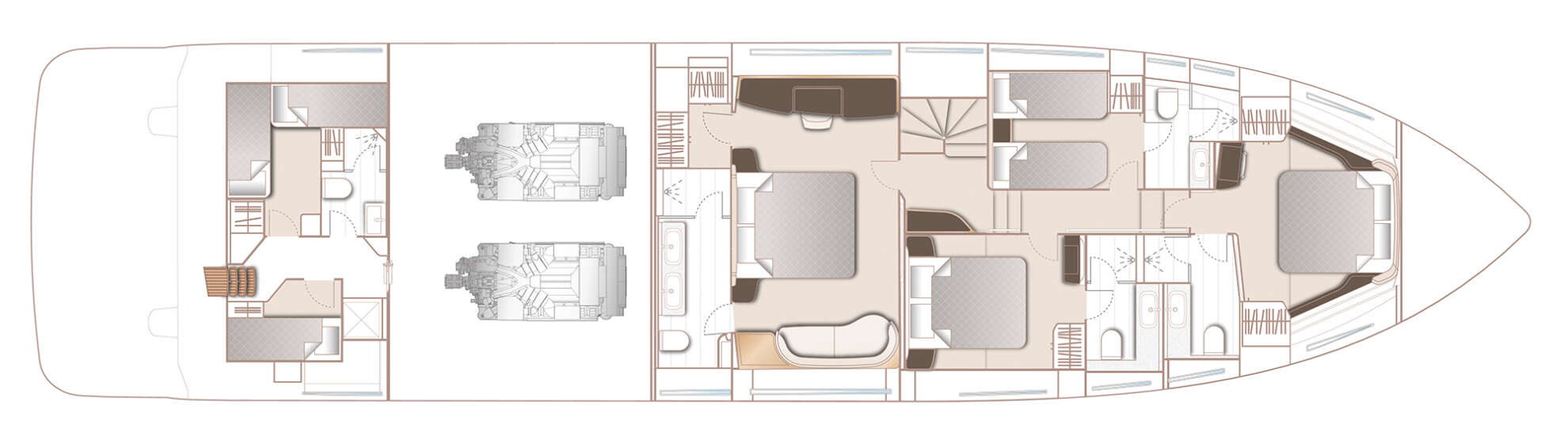 Princess Yachts X80-layout cabins