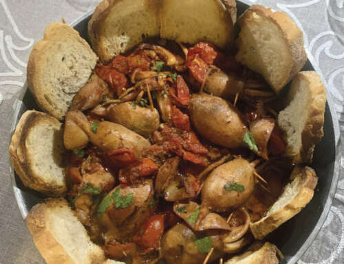 Totanetti ripieni in umido con crostini