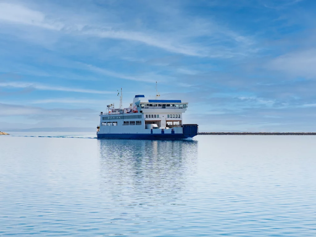 ferry at the entrance to the port