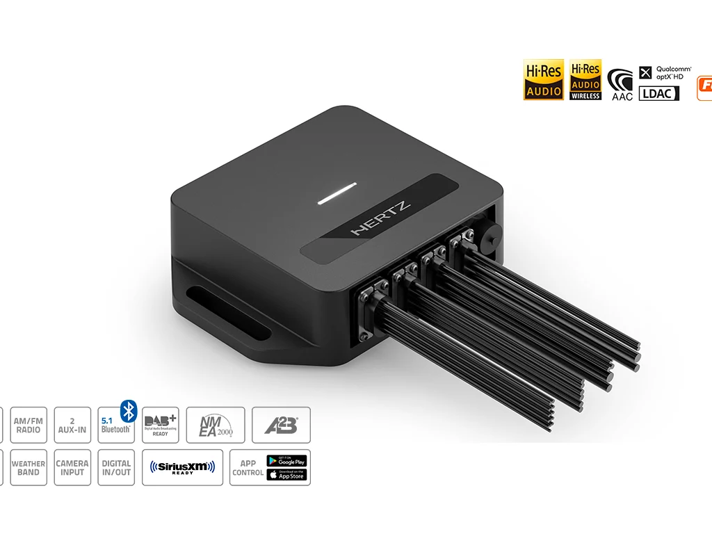 Hertz Marine CAPRI HBB: stereo nautico Hi-Res Audio con NMEA 2000, A2B e installazione nascosta a 599€.